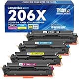 206X Toner Cartridges 4 Pack High Yield M283fdw M283cdw Compatible for HP 206X 206A 206 M255dw Color LaserJet Pro MFP M255nw M283fdn M282nw M283 M255 Printer Ink Black Cyan Yellow Magenta (with Chip)