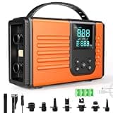 50PSI Paddle Board Electric Pump, 10000mAh SUP Pump with Inflation & Deflation, Rechargeable Paddleboard Pump with Auto-Off, 12V DC & Type-C Air Pump for Paddle Boards, Kayaks, Car Tires, Orange