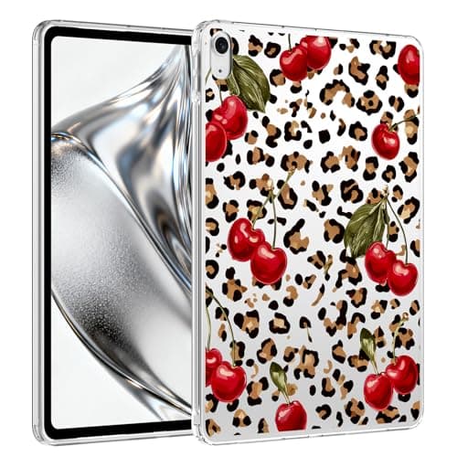 VibrantFruitique for 11" iPad Pro 4th/3rd/2nd/1st Gen (2022/2021/2020/2018),Retro Cheetah Cherry Crystal Clear Case,Slim Lightweight Anti-Scratch Soft TPU Bumper Hard Acrylic Back Cover for Women