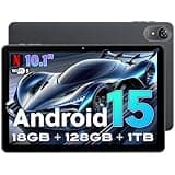 10 Inch Tablet, Android 15 Tablet with Octa-core Cortex, 18GB RAM 128GB ROM/1TB TF, Widevine L1, Gaming Tablet HD Display Touchscreen, Dual Speakers, 8MP+5MP, 5G WiFi, 6000mAh Bluetooth, Face Unlock