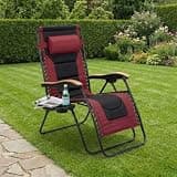 XUOXFUTZIG Zero Gravity Chair with Pillow and Detachable Cup Holder Tray - Foldable Outdoor Lounge Recliner for Lawn, Patio, Pool, Beach - Portable Reclining Chair w/Adjustable Locking System (Red)