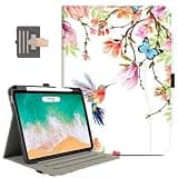 iPad Air 11-Inch Case (M4/M3/M2) 2026/2025/2024, iPad Air 5th/4th Generation 10.9 Inch, iPad Pro 11 Inch Case 4th/3rd/2nd/1st with Pencil Holder/Pocket/Hand Strap/Auto Wake Sleep Flowers Hummingbird
