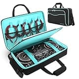 AUROTIER DJ Bag for DDJ-FLX4/DDJ 200/DDJ 400/DDJ REV1, Padded DJ Controller Crossbody Bag with 4 Pockets for 17.3 Inch Laptop, Cables, DJ Mixer Case with Adjustable Shoulder Strap for DJ Equipment