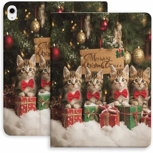 Christmas Kittens Gift Box Case for iPad 9/10/11th Gen,Mini 5/4/3/2/1(7.9in) Mini 6(8.3in) Mini 7(8.3in),Air 4/5/6/7,Pro 11in(2021/2022/2024) Auto Wake