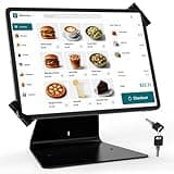 iPad Kiosk Stand & Tablet Holder, Anti Theft Heavy Duty Aluminum Alloy Mount for Square POS Business Checkout Counter, Secure Key Lock for Retail, 360° Rotating 180° Tilt Fits 7-14" Tablets, Black