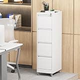 Kiwaou 4 Drawer Locking File Cabinet on Wheels, Heavy-Duty Metal Vertical Storage Cabinet for Home Office, Black, 17.71" D X 15.16" W X 52.28" H