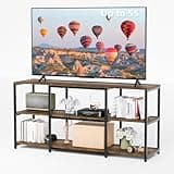 Aquzee TV Stand for 55 Inch TV, 49.2” Wide Entertainment Center with Open Storage, Wood & Metal Console Table and Media Furniture for Living Room Bedroom, Rustic Brown