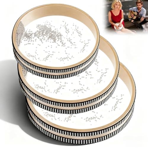 3 Pieces Ocean Drums, Wave Bead Ocean Drum Sea Wave Sound Drum for Stress Relief Sound Healing Instruments,6 Inch, 8 Inch, 10 Inch