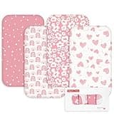 Gllquen Baby Bedside Sleeper Sheets 33x20 Inch 4 Pack - Fitted Crib Mattress Covers, Ultra Soft Oeko-TEX Certified Bassinet Sheets for Girls Boys, Gift Ready Box for Baby Shower (Chosen in Pink)