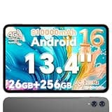 TECLAST Android 16 T65 13.4 inch Large Tablet, 256GB ROM, 12H 10000mAh Battery, 120Hz 1920x1200 IPS Display, 2.2Ghz Octa-Core Processor, 2.4/5G Wi-Fi+4G LTE, GPS, Ideal for Streaming and Learning