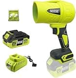 SEESE Turbo Jet Leaf Blower: Cordless Leaf Blower for Yard Leaves, Driveway Sand & Car Drying - 450 CFM High Speed with Ergonomic Handle for Easy Operation