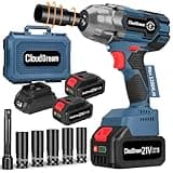 1/2 Inch Cordless Impact Wrench, 900Ft-lbs (1200N.m) Brushless Electric Impact Gun, 3800RPM, High Torque Impact Driver with 2.0 Ah Batteries, 3 Variable Speeds, 5 Sockets, for Home Car/Mower/Pickup
