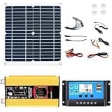 50W Solar Panel Kit with 6000W DC 12V to AC 110V/220V Inverter, 50A Controller, Ideal for Smart Charging and Home Backup Power Supply