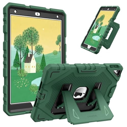 Fintie Case for iPad 9th Generation (2021) / 8th Generation (2020) / 7th Gen (2019) 10.2 Inch, Fully-Body Rugged Heavy Duty Shockproof Protective Case with Built-in Kickstand for Kids, Green