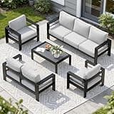 Solaste Aluminum Patio Furniture Set for All Weather, Oversized Metal Outdoor Furniture Set with 27.5" Deep Seating and 3.2" Wide Armrest, Outdoor Patio Conversation Sets with 10" Back Suport Cushion