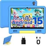 Gleeso Kids Tablet, Android 15 Tablet for Kids 10 inch Octa-Core with Case, 128GB 1TB TF Card Expandable, Tablet for Toddler Children, Parental Control, Dual Camera, WiFi,Gift(Blue)