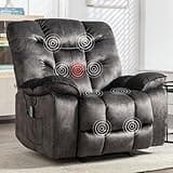 HAOMARKETS Oversized Power Recliner Chair with Massage and Heat, 41" Wide Electric Reclining Chairs with USB Port, Breathable Fabric Overstuffed Reclining Sofa for Living Room Bedroom