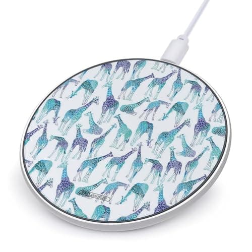 Giraffe Pattern Wireless Charger Portable 10W Fast Wireless Charging Pad Compatible with Phone Ultra-Thin Charging Station Lightweight Charger Mat for Travel Home Office Desk