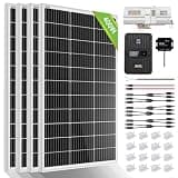ECO-WORTHY 400 Watt 12 Volt Premium Solar Panel Kit :4pcs 100W Solar Panel+ 40A MPPT Charge Controller+ Bluetooth Module+ Mounting Z Brackets, 400W 12V Solar Power Off Grid System for Home, RV, Boat.