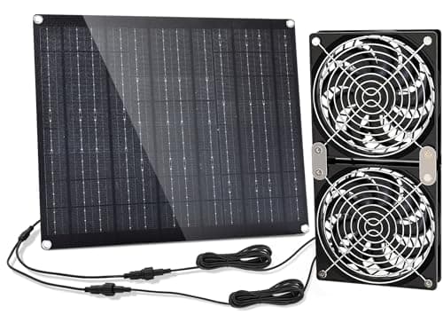 Solar Fan, Solar Panel Fan, 30W Solar Powered Fan with Dual IPX7 Waterproof Fans for Outside Chicken Coops, Greenhouses, Sheds, Intake or Exhaust Air Fan, Solar Ventilation Fan, Solar Exhaust Fan