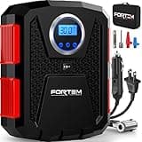 FORTEM Tire Inflator Portable Air Compressor, Air Pump for Car Tires and Bikes, Car Tire Pump w/Auto Shut Off, 150 PSI, 110V AC 12V DC, LED Light, Carrying Case, Perfect for Men, Women