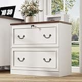 BONITURE 2-Drawer Wood File Cabinet with Lock, Lateral Filing Cabinet for Printer Stand, Home Office File Storage Cabinets for Letter/Legal/A4 Size File Folders, White