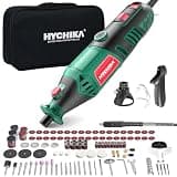 HYCHIKA 8000-35000 RPM Variable Speed Rotary Tool Kit with 179 Pcs Accessories, 180W Power Rotary Tool with Grinding Chain Bracket Flex Shaft for Wood Carving, Grinding, Cutting, Sanding, Polishing