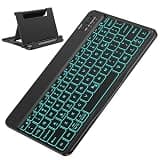 OMOTON Rechargeable Ultra-Slim Keyboard with Upgrade Oversize Keycaps, Adjustable Stand and Backlit, Wireless Bluetooth Keyboard for Samsung Tablet, iPad, Smartphone, Android, iOS, Windows, Black