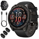 Garmin 010-02904-20 Fenix 8 47mm GPS Smartwatch, Sapphire, Carbon Gray Titanium with Black Silicone Band Bundle with Screen Protector, 3X Silicone Dust Cover and USB Type C Charging and Sync Cable