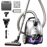 Aspiron Canister Vacuum,1700W/45KPA Bagged Vacuum Cleaner,6QT Large Capacity,Auto Cord Rewind,HEPA Filter,Low Noise,8M Cleaning Radius,Variable Power Control,Easy to Push,Hard Floor,Pet,Carpet