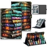 RWUTYTIUL for Walmart Onn 7 Inch 2024 (Model:100135924) Universal Tablet Case, 360 Degree Rotating Kickstand Protective Stand Case with Multiple Viewing PU Leather Shell Case, Colorful Books