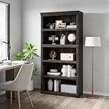 Garvee Sturdy 5-Tier Wooden Bookcase - 67.4" Tall Farmhouse Open Bookshelf with Storage & Display Shelves, Sturdy for Home Office, Living Room, Bedroom - Dark Oak, 800×320×1712mm