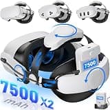 Kawaye for Meta Quest 3S/3/2 Head Strap with 15000mAh (7500 x 2) Hot-Swap Batteries for 6-8H Playtime,Adjustable VR Headset Strap with Large Support Pad Enhanced Support Reduce Pressure-MQ2002