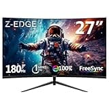 Z-Edge 27 inch Curved Gaming Monitor, FHD 1080P 180Hz 165Hz 144Hz Curved 1500R PC Monitor, MPRT 1ms, FreeSync, Low Blue Light, 350nits,16.7M Colors, UG27 Frameless Bezel, 1X DP and 1X HDMI