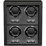 ROTHWELL 4 Watch Winder for Automatic Watches with Quiet Motor with Multiple Speeds and Rotation Settings (Black/Grey)