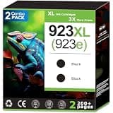 923XL 923e Black Ink Cartridges Replacement for HP 923 Black Ink Cartridges Combo Pack (2 Pack), Compatible with HP Printer OfficeJet Pro 8125e 8130e 9120e 9125e, High Yield Ink, Updated with V19.7.1