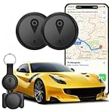 GPS Tracker for Vehicles, 2 Pack Tracee GPS Tracker Mini Portable GPS Tracker for Cars Splashproof for iOS Find My (iOS Only), No Monthly Fee Subscription No SIM Card Required-Black