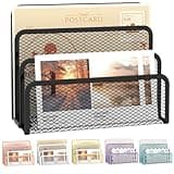 SUPEASY Mail Organizer for Desk, Mesh Metal Mail Holder Countertop with 3-Slot, Letter Sorter File Holder, Office Envelope Organizer for Mails (Black)