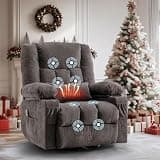 8-Points Massage Recliner Chair with Heated Rocking Function for Adults,Oversized Rocker Recliner with Side Pocket,2 Cup Holders for Living Room