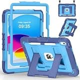 Case for iPad A16 11th Generation 11 Inch (2025)/10th Generation 10.9 Inch (2022), Dinines Rugged Heavy Duty Shockproof Protective iPad a16 Case with Kickstand, Shoulder Strap Pencil Holder, Navy Blue