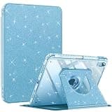 Fintie 360 Degree Rotating Case for iPad (A16) 11th Generation 11 Inch (2025), iPad 10th Generation 10.9 Inch (2022) - Swiveling Protective Stand Clear Back Cover with Pencil Holder, Glittering Blue
