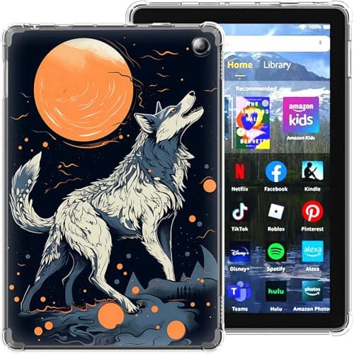 DHYYDSQZ Clear Case for Amazon Fire Max 11 (13th Generation, 2023 Release) 11" Art Wolf Moon Design Slim Lightweight Soft TPU Transparent Silicone Shockproof Back Cover Case for Fire 11 Tablet 2023