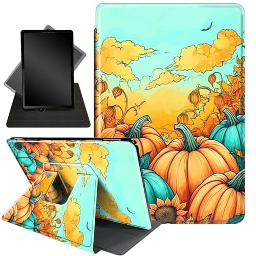 Case for Kindle Fire HD 8 & Fire HD 8 Plus Tablet (12th Generation 2024/2022 & 10th Generation 2020 Release),360 Degree Rotating Stand Smart Protective Cover Case,Pumpkins and Sunflowers