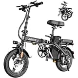 Askmy Foldable Electric Bike for Adults and Teens, 750W/1000W Peak Motor Ebike, 48V 10/20AH Removable Battery, 30-60 Miles PAS Range, 14" Mini Folding E-Bike, Electric Bicycle for Daily Commuting
