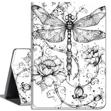 for iPad Air 5th Generation Case for iPad Air 4th Generation Case for iPad Pro 11 inch Case 4th/3rd/2nd Gen,Slim Lightweight Smart Shell Stand Cover with Auto Wake/Sleep,Black White Dragonfly