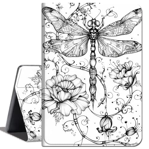 for iPad Air 5th Generation Case for iPad Air 4th Generation Case for iPad Pro 11 inch Case 4th/3rd/2nd Gen,Slim Lightweight Smart Shell Stand Cover with Auto Wake/Sleep,Black White Dragonfly