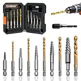 Coobeast 11Pcs Screw Extractor Set, Left Hand Drill Bit and Bolt Extractor Kit Easy to Remove Stripped Broken Damaged Screw Bolt and Nut Out, Reverse Drill Bit Extractor Set with Sturdy Case