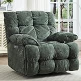 Pationate Oversized Rocker Recliner Chair,Power Swivel Recliner for Living Room,Overstuffed Extra Wide Rocking Recliners with Breathable Soft Fabric,Up to 350lbs (Power, Green)