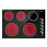 30 Inch Electric Cooktop 5 Burners, Built-in Electric Stove Top with 11 Power Levels, Knob Control, Keep Warm Function, Child Safety Lock, Hot Surface Indicator, 7300W, 220-240V for Hard Wire, No Plug