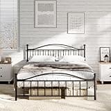 IDEALHOUSE Victorian Vintage Full Metal Platform Bed Frames, Classic Iron Bedframes with Headboard & Footboard Heavy Duty Platform Bed Wrought Iron-Art No Box Spring Needed, Easy Assembly